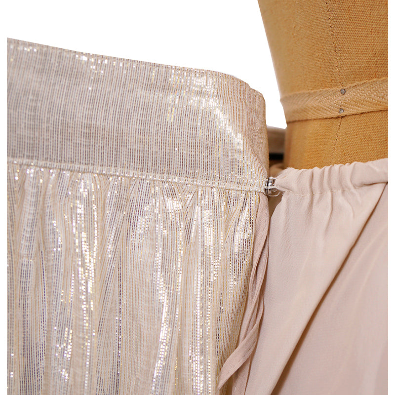 sz XS NEW $2800 GUCCI Gold Silk Ruffled Metallic GG RABBIT LUNAR YEAR Wrap SKIRT