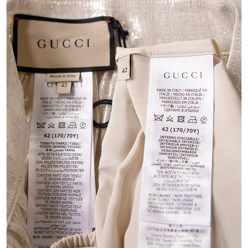 sz XS NEW $2800 GUCCI Gold Silk Ruffled Metallic GG RABBIT LUNAR YEAR Wrap SKIRT