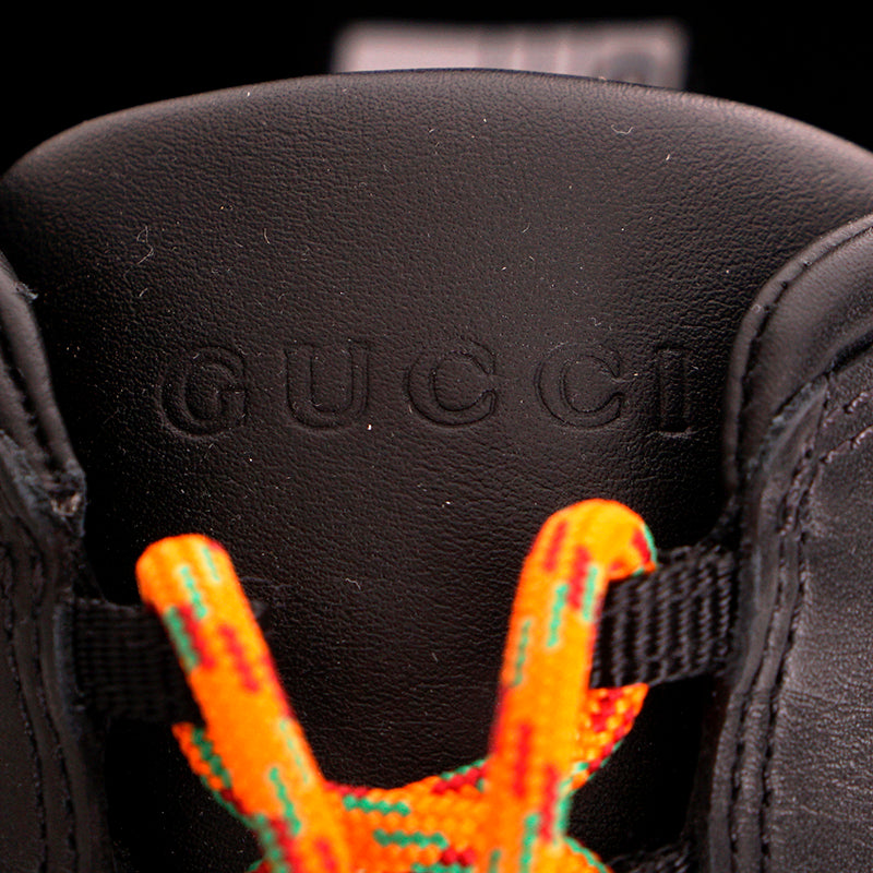 11G 11.5 NEW $1090 GUCCI Men's Black Leather RUN GREEN RED GG Logo SNEAKERS NIB