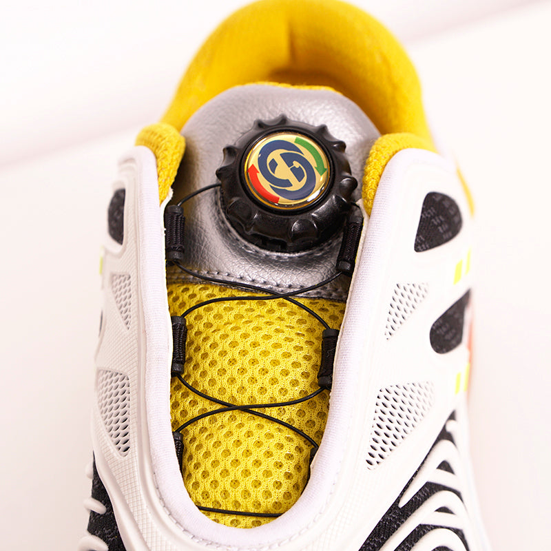 37 NEW $890 GUCCI Woman's White Yellow ULTRAPACE R Trainer GG Logo SNEAKERS NIB