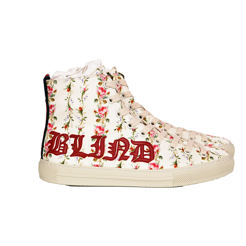 37 NEW $795 GUCCI Ivory FLORAL Rose BLIND FOR LOVE Logo Cat HIGH-TOP SNEAKERS