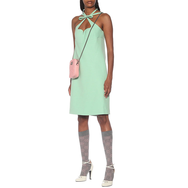 S NEW $290 GUCCI Woman's Gray w/ PINK GG Logo Lame' Cotton Calf SOCKS & DUSTBAG