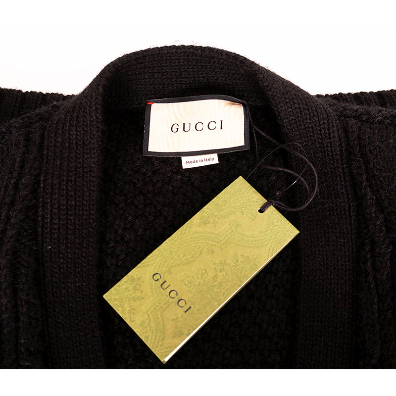 XS NEW $1900 GUCCI Men Chunky Cable Knit REMOVABLE SLEEVES Wool SWEATER CARDIGAN