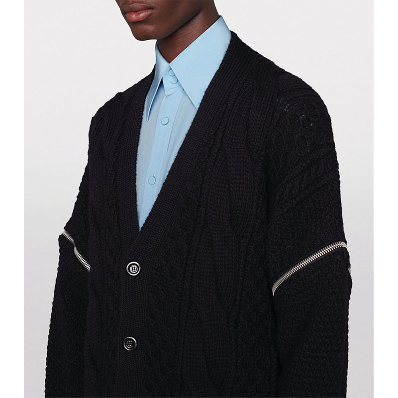 XS NEW $1900 GUCCI Men Chunky Cable Knit REMOVABLE SLEEVES Wool SWEATER CARDIGAN