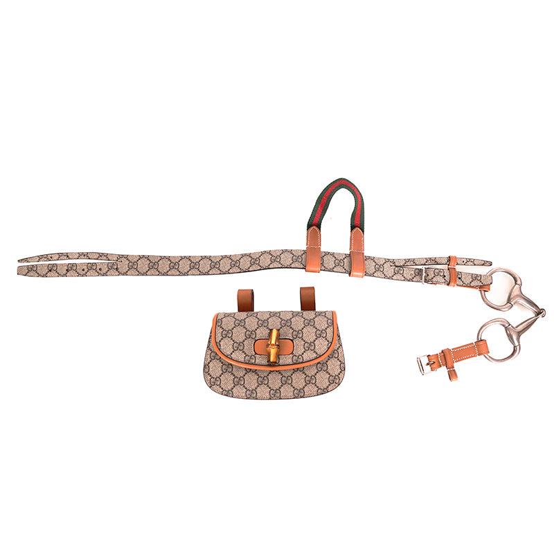 NEW $3,400 GUCCI RUNWAY Coated Canvas & Leather BAMBOO 1947 Mini 2-WAY BELT BAG