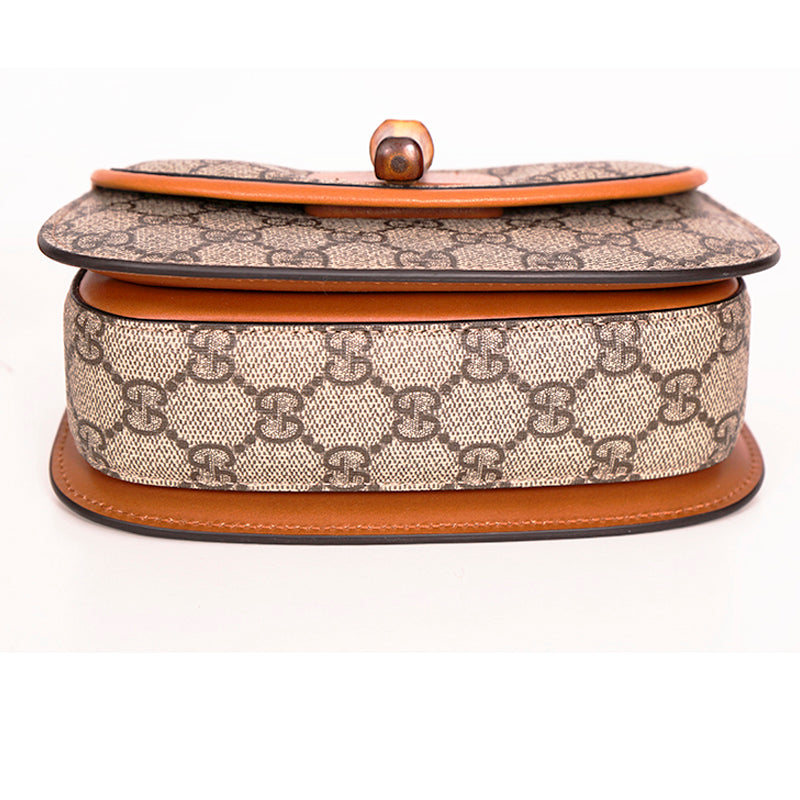 NEW $3,400 GUCCI RUNWAY Coated Canvas & Leather BAMBOO 1947 Mini 2-WAY BELT BAG