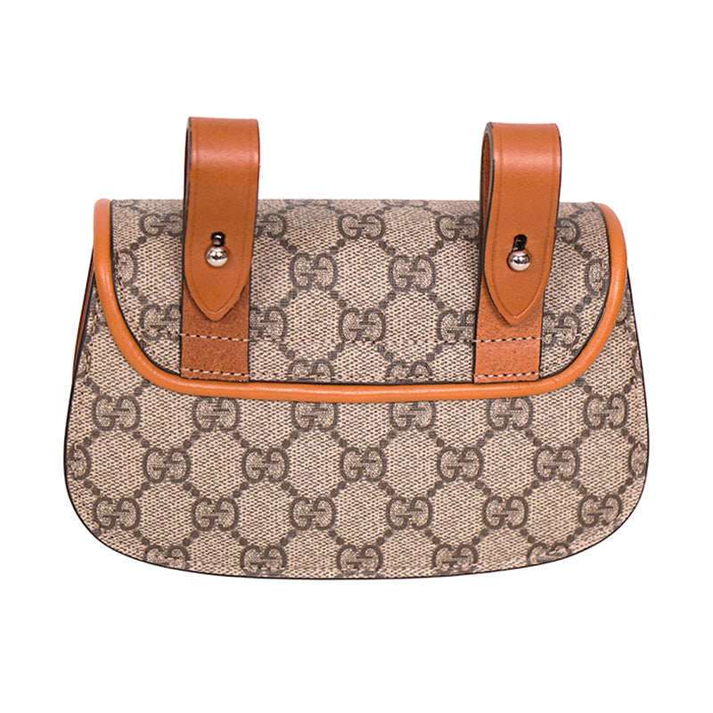 NEW $3,400 GUCCI RUNWAY Coated Canvas & Leather BAMBOO 1947 Mini 2-WAY BELT BAG