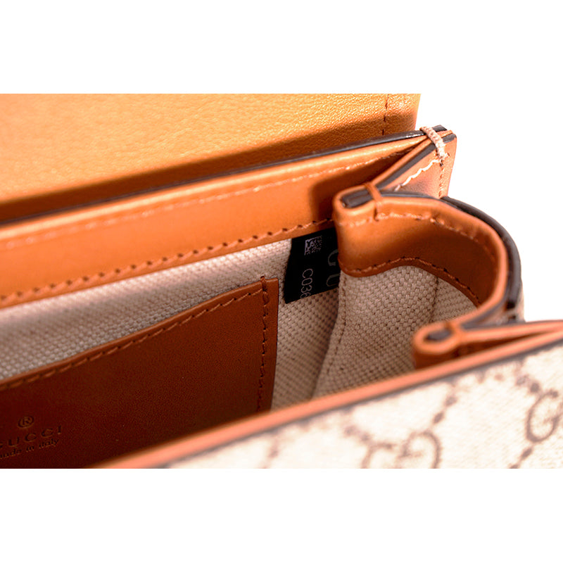 NEW $3,400 GUCCI RUNWAY Coated Canvas & Leather BAMBOO 1947 Mini 2-WAY BELT BAG