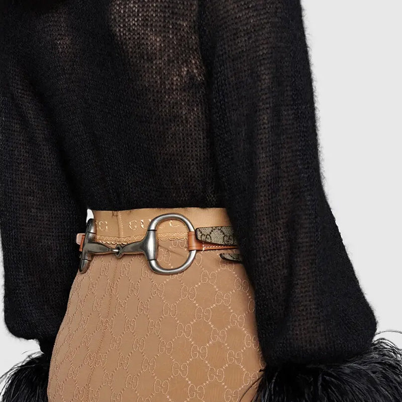 NEW $3,400 GUCCI RUNWAY Coated Canvas & Leather BAMBOO 1947 Mini 2-WAY BELT BAG