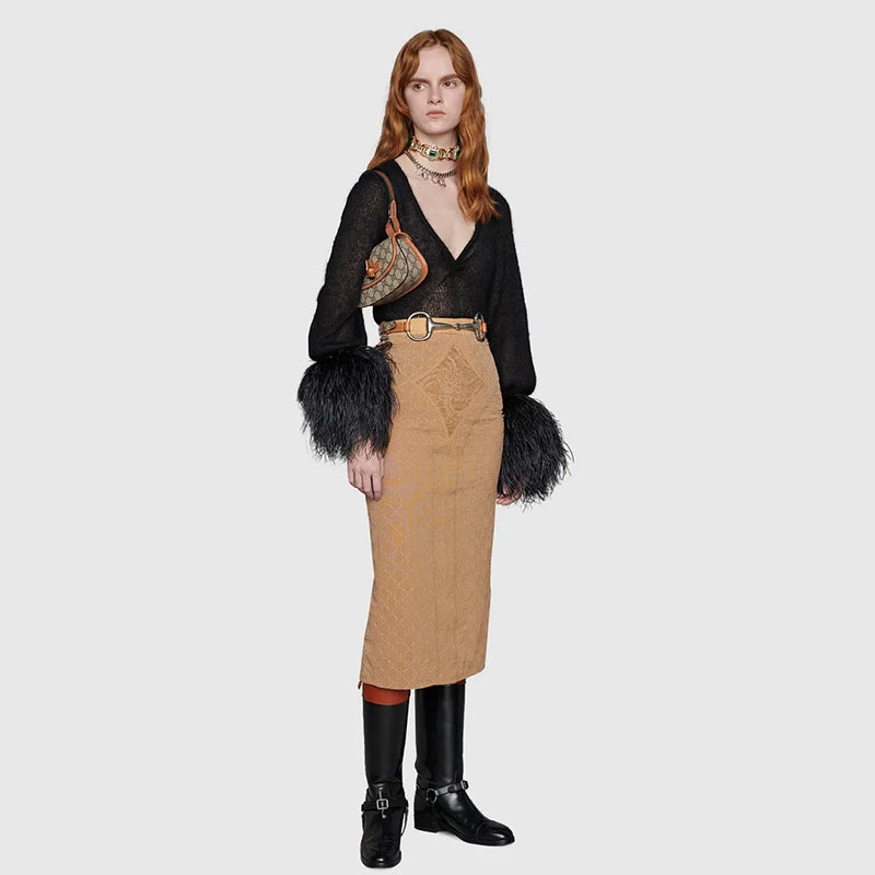 NEW $3,400 GUCCI RUNWAY Coated Canvas & Leather BAMBOO 1947 Mini 2-WAY BELT BAG