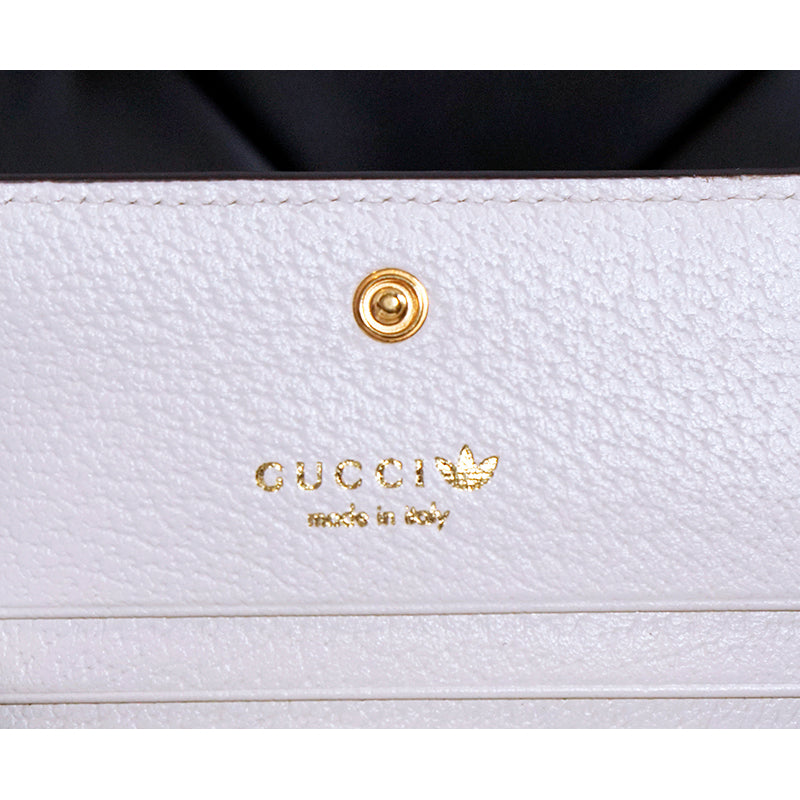 NEW $895 GUCCI Adidas Collab White Leather 1955 Horsebit CARD HOLDER MINI BAG