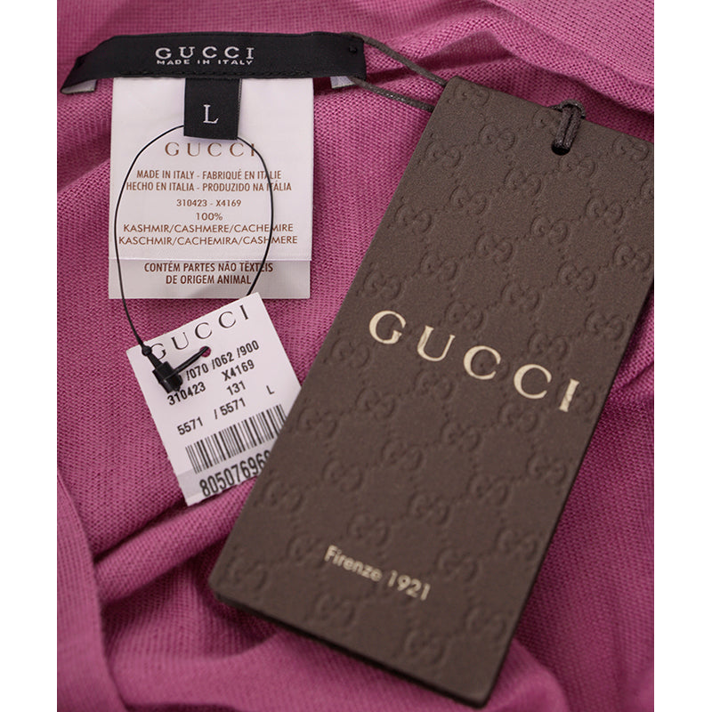 sz L NEW $895 GUCCI Pink 100% CASHMERE Wispy Spring CARDIGAN Sweater Knit Top