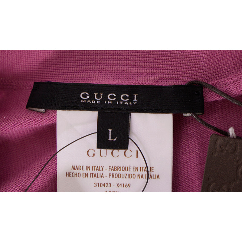 sz L NEW $895 GUCCI Pink 100% CASHMERE Wispy Spring CARDIGAN Sweater Knit Top