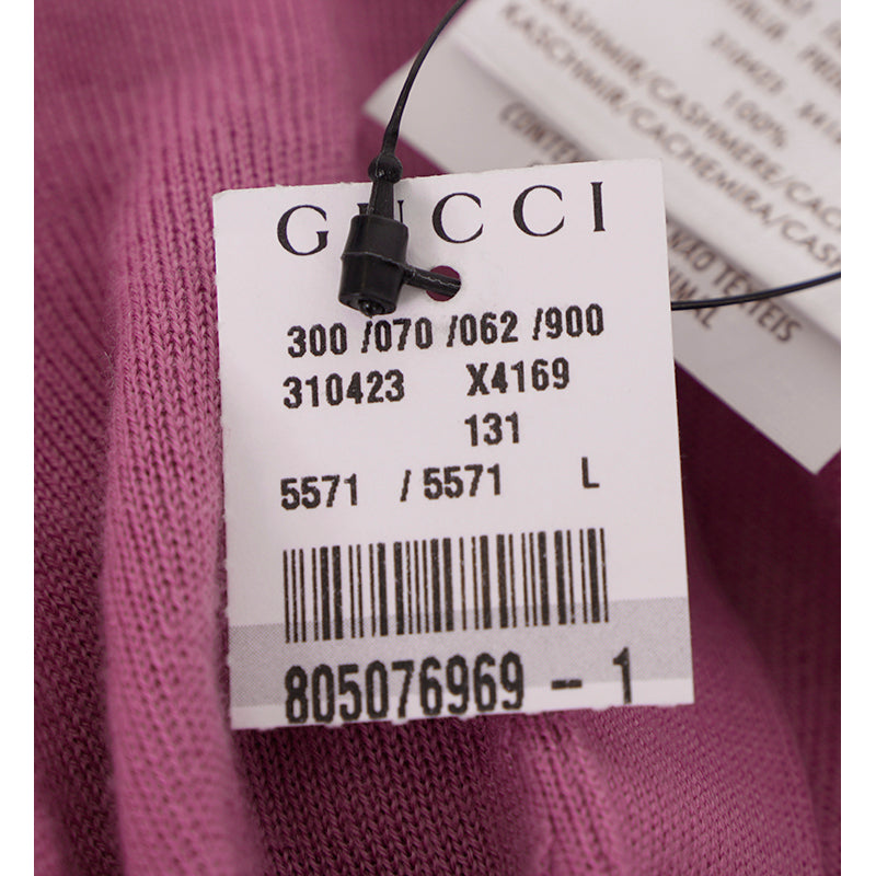 sz L NEW $895 GUCCI Pink 100% CASHMERE Wispy Spring CARDIGAN Sweater Knit Top