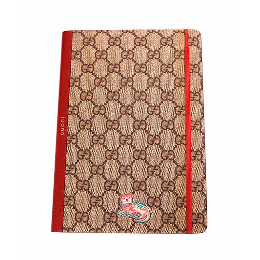 NEW $260 GUCCI Whimsy DERPY CAT GG Supreme Coated Canvas Stationery NOTEBOOK NWT