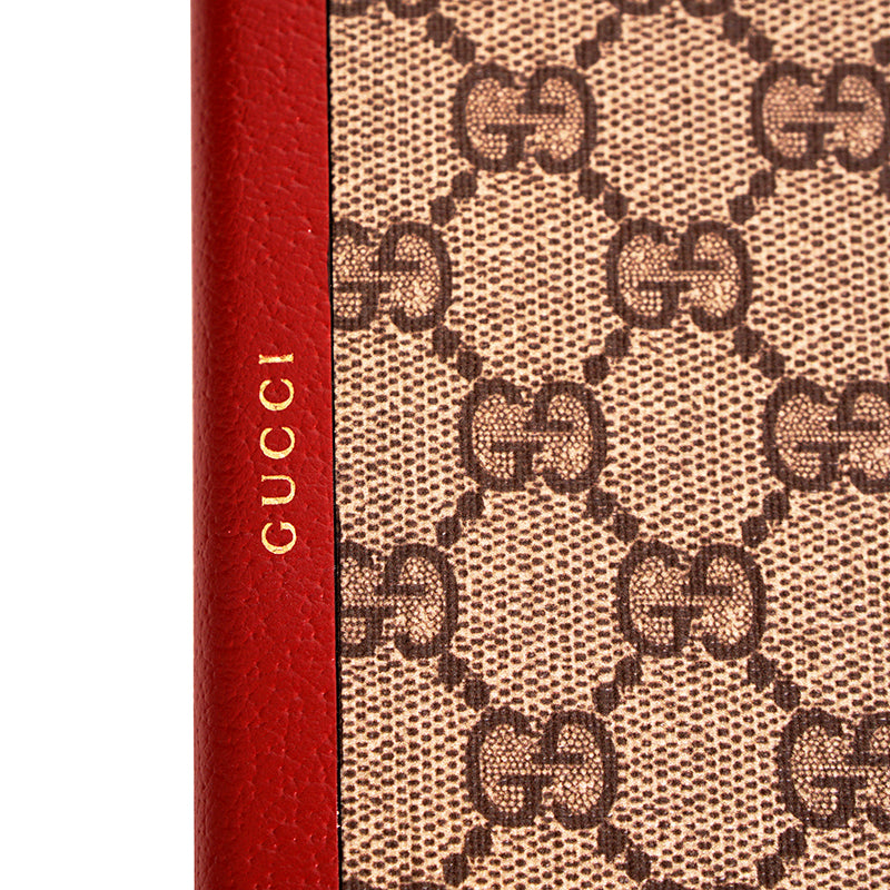 NEW $260 GUCCI Whimsy DERPY CAT GG Supreme Coated Canvas Stationery NOTEBOOK NWT