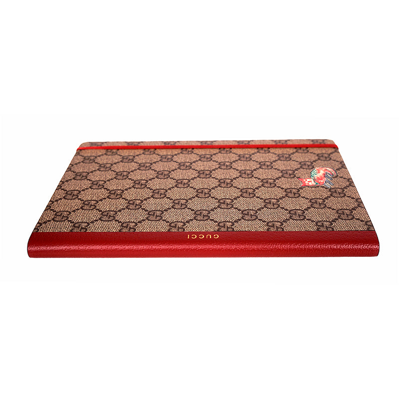 NEW $260 GUCCI Whimsy DERPY CAT GG Supreme Coated Canvas Stationery NOTEBOOK NWT