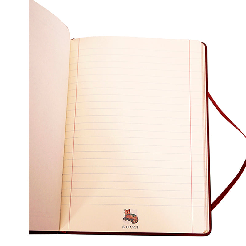 NEW $260 GUCCI Whimsy DERPY CAT GG Supreme Coated Canvas Stationery NOTEBOOK NWT