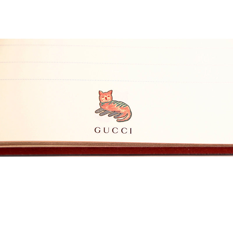 NEW $260 GUCCI Whimsy DERPY CAT GG Supreme Coated Canvas Stationery NOTEBOOK NWT