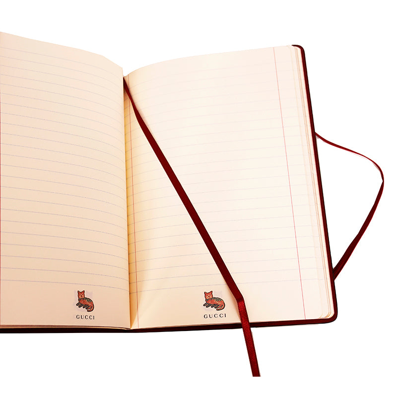 NEW $260 GUCCI Whimsy DERPY CAT GG Supreme Coated Canvas Stationery NOTEBOOK NWT