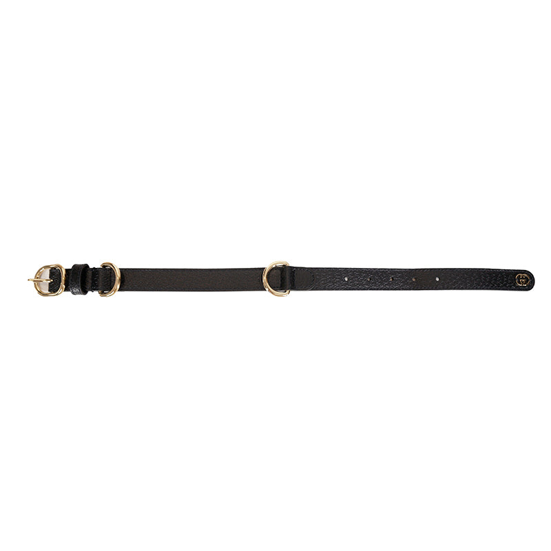 NEW $480 GUCCI Black Demetra Leather GOLD GG Logo PET Cat/Dog 100cm LEASH NIB