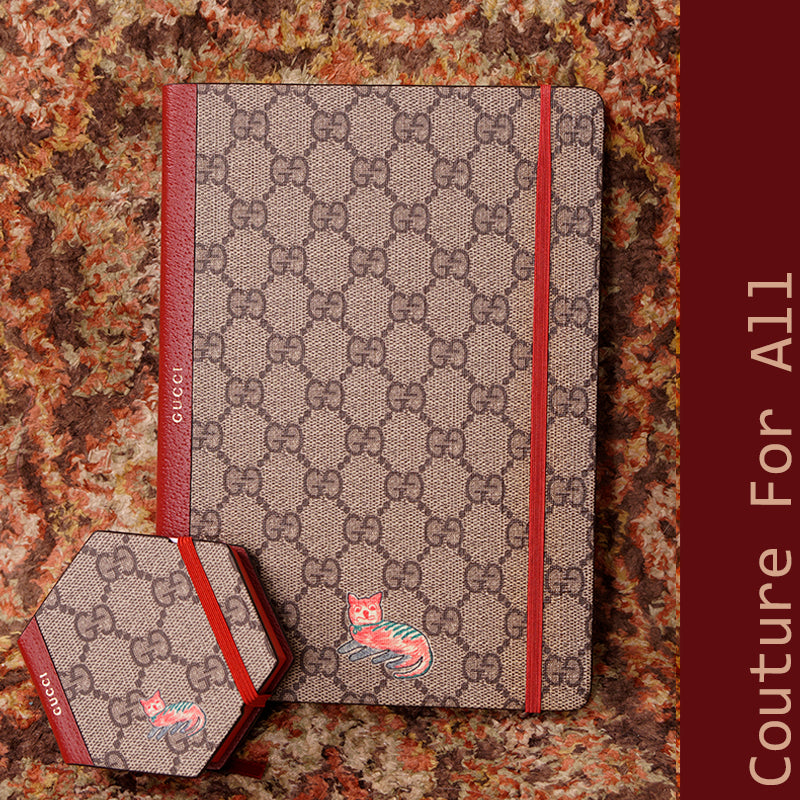 NEW $200 GUCCI Whimsy DERPY CAT GG Supreme Coated Canvas Stationery STICKY NOTES