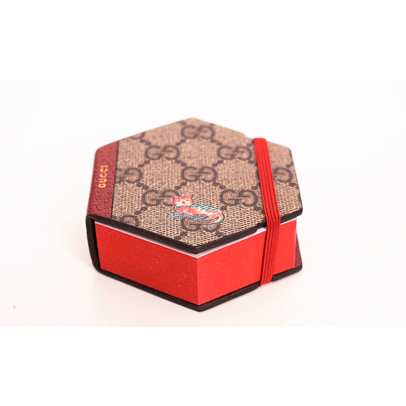 NEW $200 GUCCI Whimsy DERPY CAT GG Supreme Coated Canvas Stationery STICKY NOTES