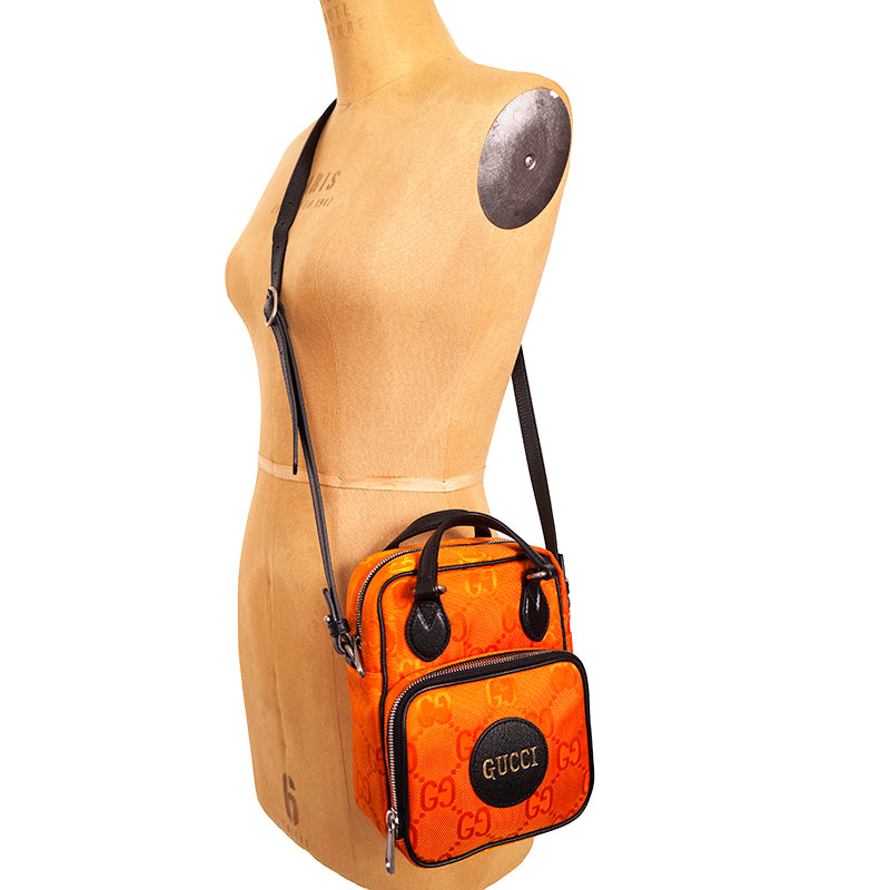 NEW $1,125 GUCCI Orange OFF THE GRID Nylon Monogram Shoulder/Crossbody 2-WAY BAG