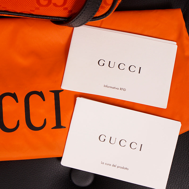 NEW $1,125 GUCCI Orange OFF THE GRID Nylon Monogram Shoulder/Crossbody 2-WAY BAG