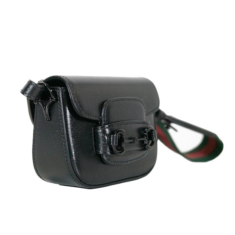 NEW $1,790 GUCCI Black Leather Nano Mini HORSEBIT 1955 BAG w 2 Removable STRAPS