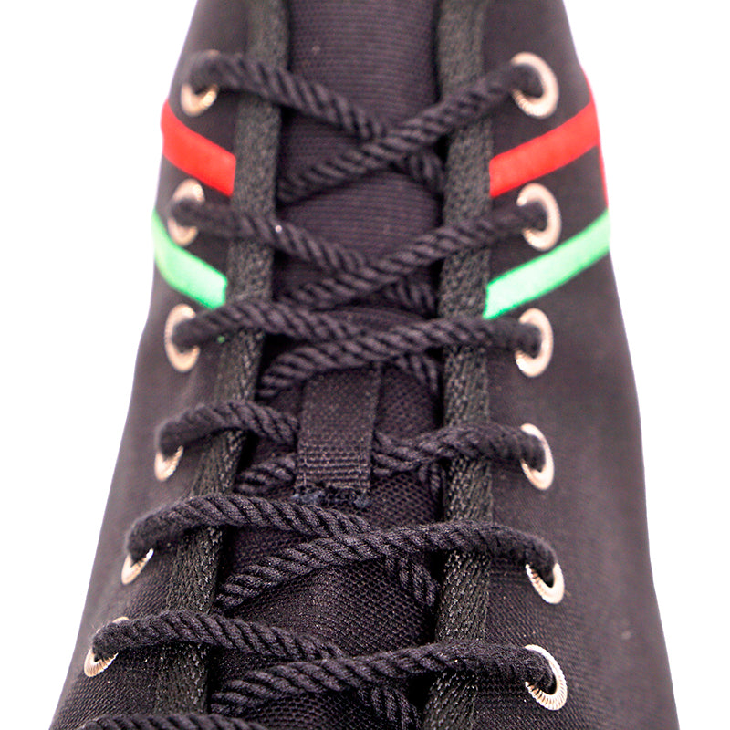 11.5G US 12 NEW $750 GUCCI All Black Canvas Red/Green GG LOGO High-top SNEAKERS