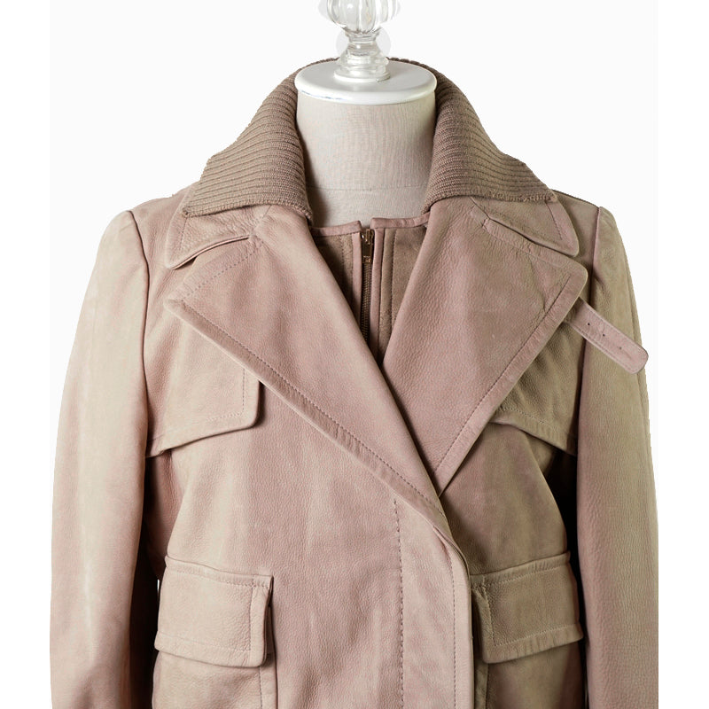sz 42 VINTAGE $3,000 GUCCI Tan LEATHER NUBUCK SHEARLING LINED Bomber JACKET EUC