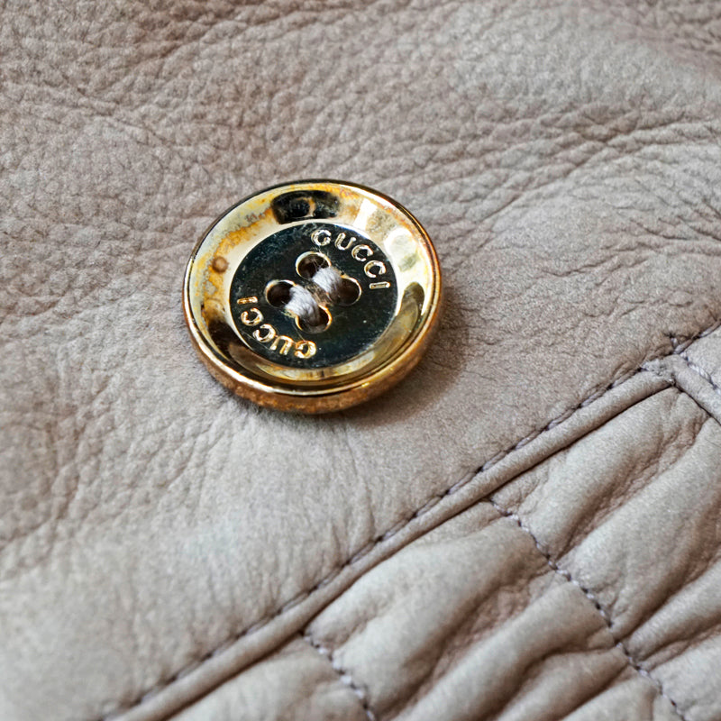 sz 42 VINTAGE $3,000 GUCCI Tan LEATHER NUBUCK SHEARLING LINED Bomber JACKET EUC