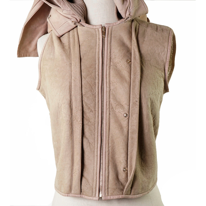 sz 42 VINTAGE $3,000 GUCCI Tan LEATHER NUBUCK SHEARLING LINED Bomber JACKET EUC