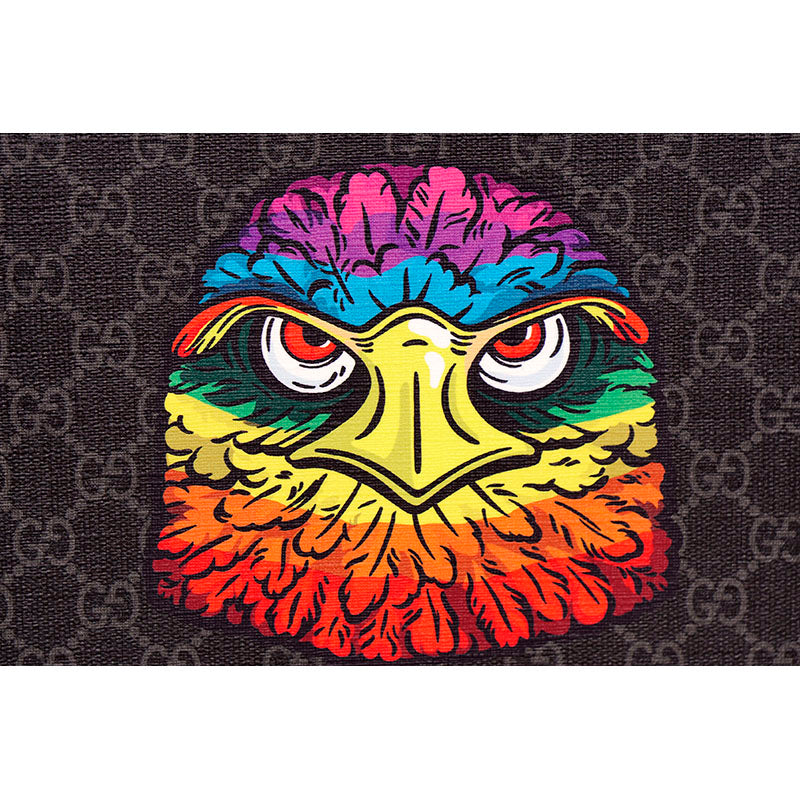NEW $1,075 GUCCI GG Supreme Monogram RAINBOW EAGLE Bestiary Documents Holder BAG