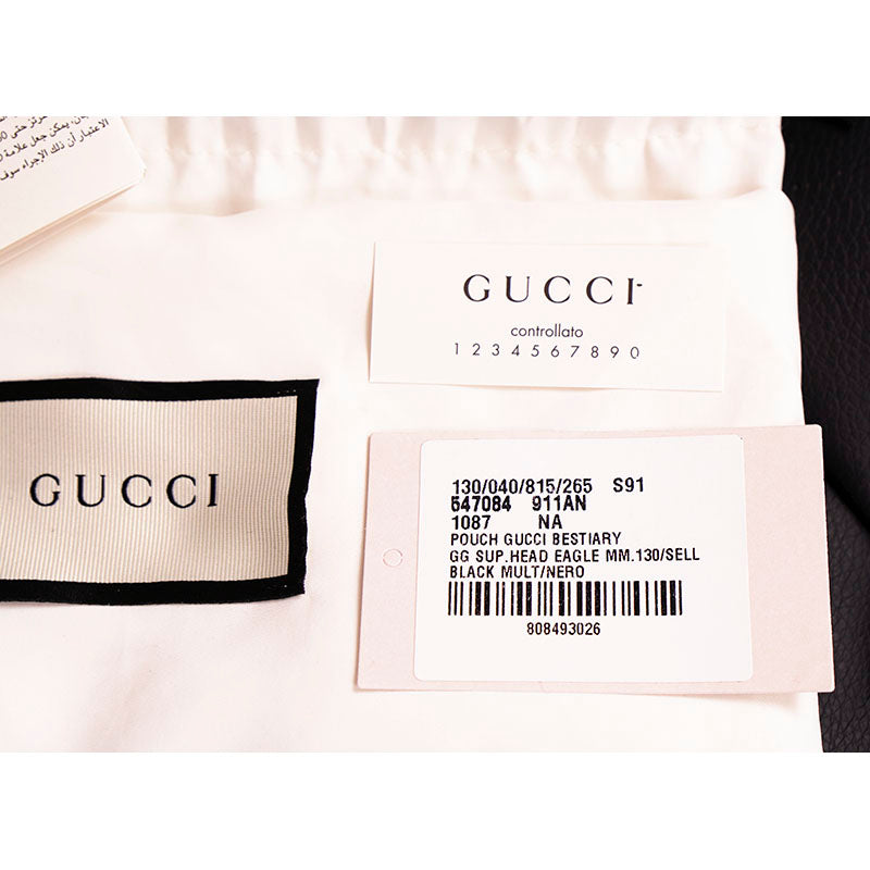 NEW $1,075 GUCCI GG Supreme Monogram RAINBOW EAGLE Bestiary Documents Holder BAG