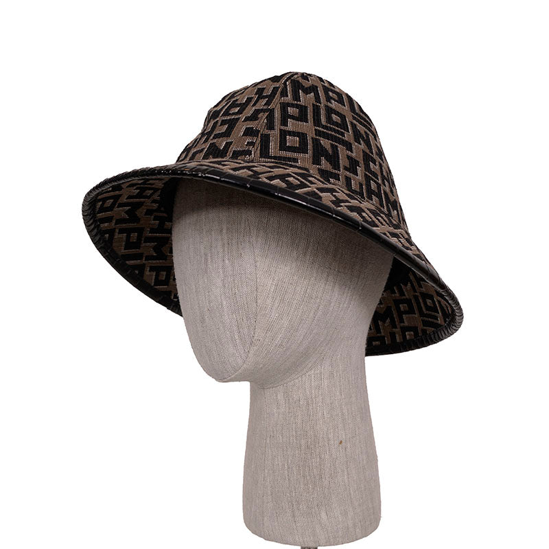 NEW $290 LONGCHAMP RUNWAY Tan & Black LGP Monogram Jacquard Canvas FEDORA HAT