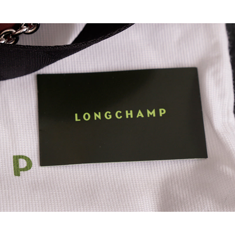 NEW $465 LONGCHAMP Brown Leather SMILE Small Half Moon HORSE LOGO 2 STRAPS BAG