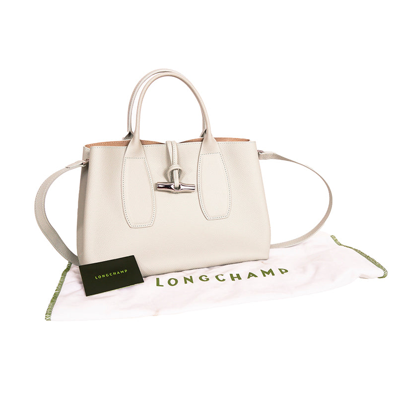 NEW $585 LONGCHAMP Mint Green Leather ROSEAU Medium TOTE BAG & STRAP Retired Col
