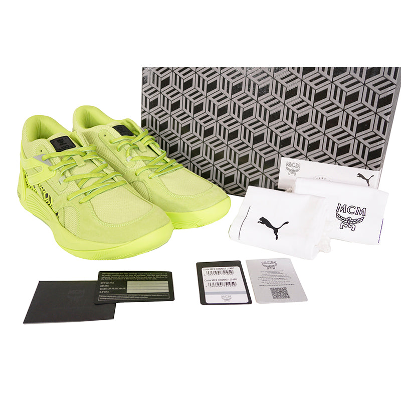 46 US 13 NEW $590 MCM x Puma TRC Blaze Court ACID LIME GREEN Low Top SNEAKERS