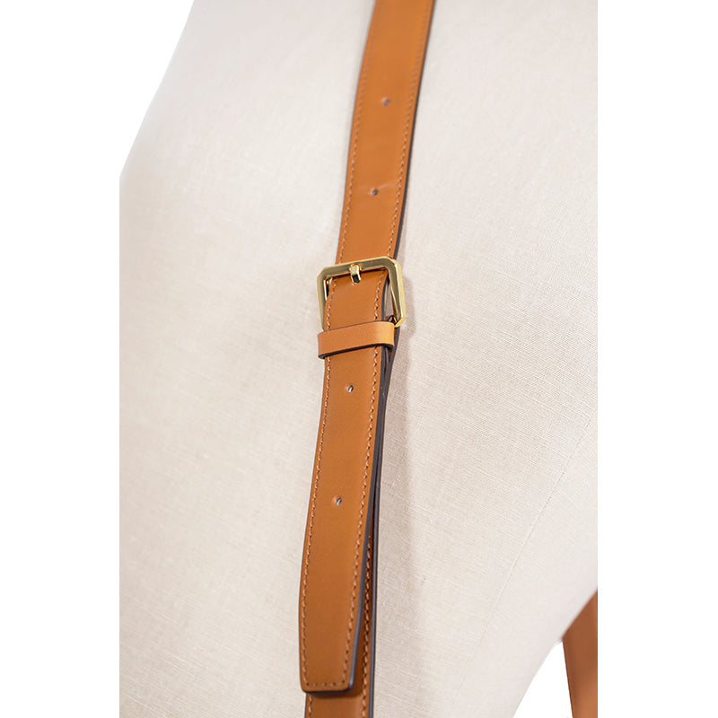 NEW $1,530 MCM Tan Cognac Leather CUBIC LOGO TRACY Shoulder/Crossbody Medium BAG