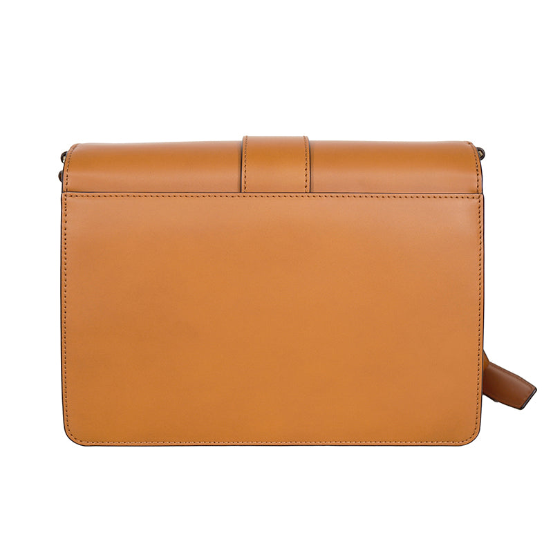 NEW $1,530 MCM Tan Cognac Leather CUBIC LOGO TRACY Shoulder/Crossbody Medium BAG