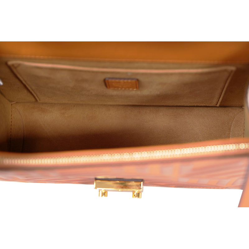 NEW $1,530 MCM Tan Cognac Leather CUBIC LOGO TRACY Shoulder/Crossbody Medium BAG