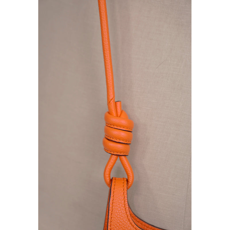 NEW $890 MCM Orange Grained Leather MINI HIMMEL CREST LOGO Hobo Crossbody BAG