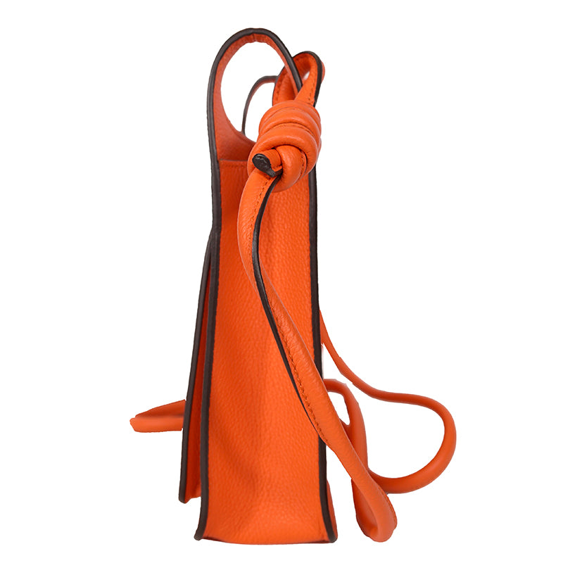 NEW $890 MCM Orange Grained Leather MINI HIMMEL CREST LOGO Hobo Crossbody BAG