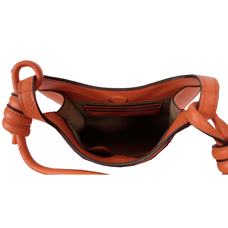 NEW $890 MCM Orange Grained Leather MINI HIMMEL CREST LOGO Hobo Crossbody BAG