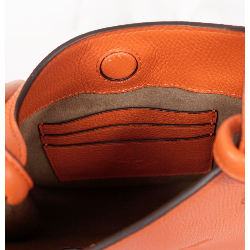 NEW $890 MCM Orange Grained Leather MINI HIMMEL CREST LOGO Hobo Crossbody BAG