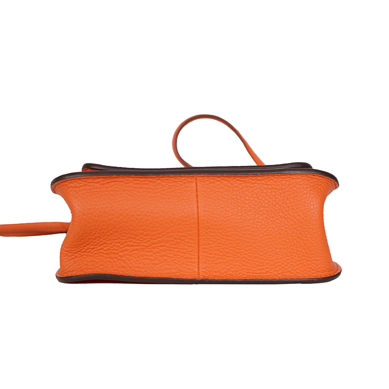 NEW $890 MCM Orange Grained Leather MINI HIMMEL CREST LOGO Hobo Crossbody BAG