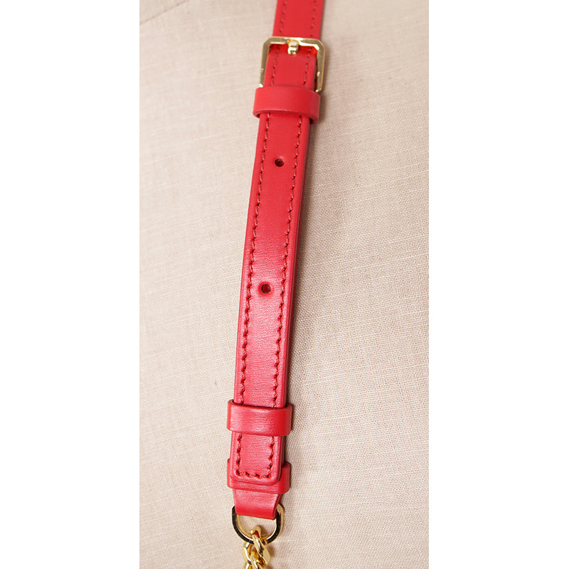 NEW $1,990 MCM Red Lychee Leather BERLIN GOLD LOGO Crossbody Mini LOCK BOX BAG