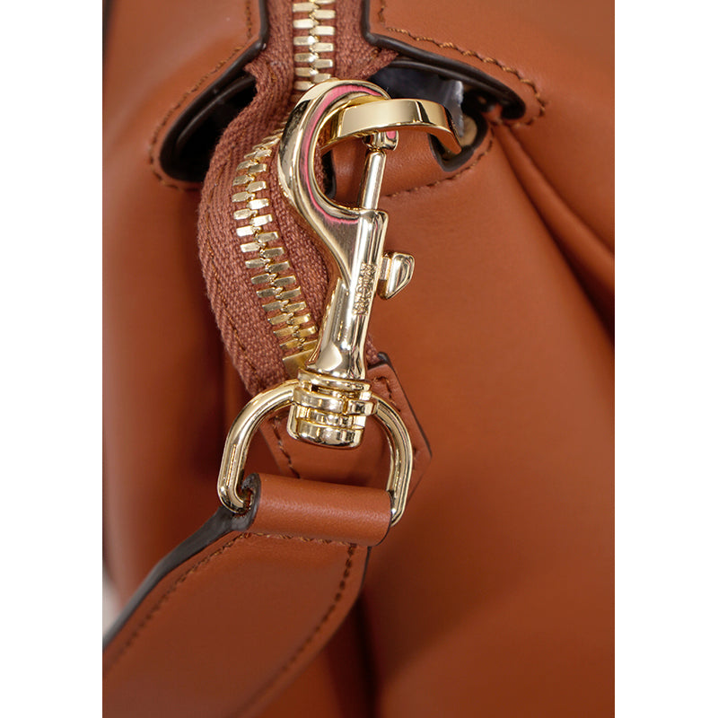 NEW $1,400 MCM Cognac Tan Nappa Leather MODE TRAVIA LOGO Medium 2-Way BAG Italy